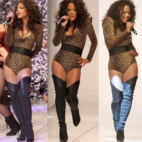 7.5 Report Signature Steinway Thigh High Leather Boots, Brown, Great Condition! - Picture 1 of 10